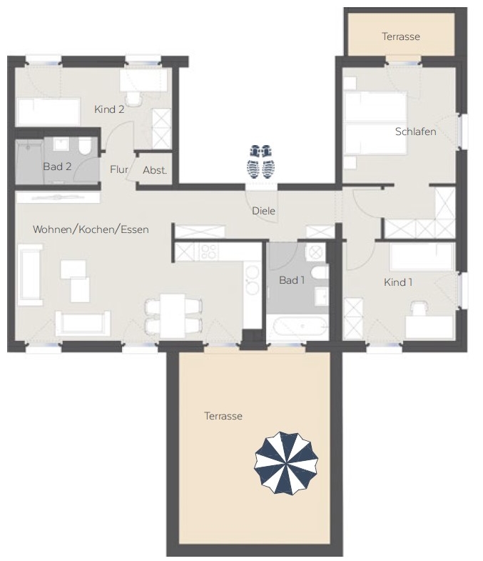 Grundriss - 110 m² Wohnfläche