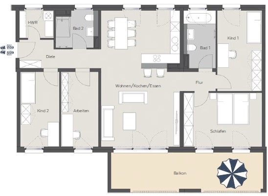 Grundriss - 134 m² Wohnfläche