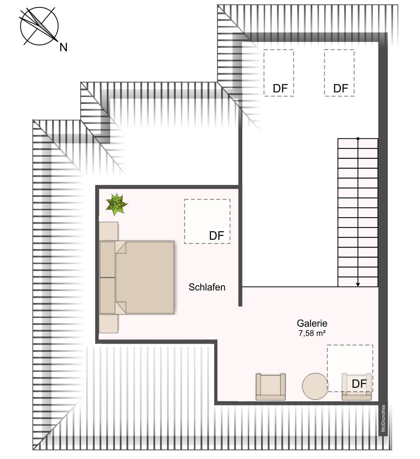 Wohnung 12 - zweite Ebene: : 3-R-WE, insg. 77,35 m²