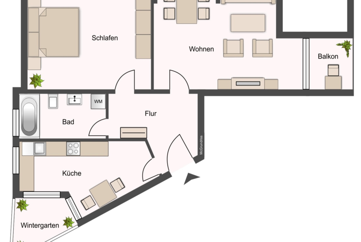 Wohnung 8: 2-R-WE; 64,00 m²