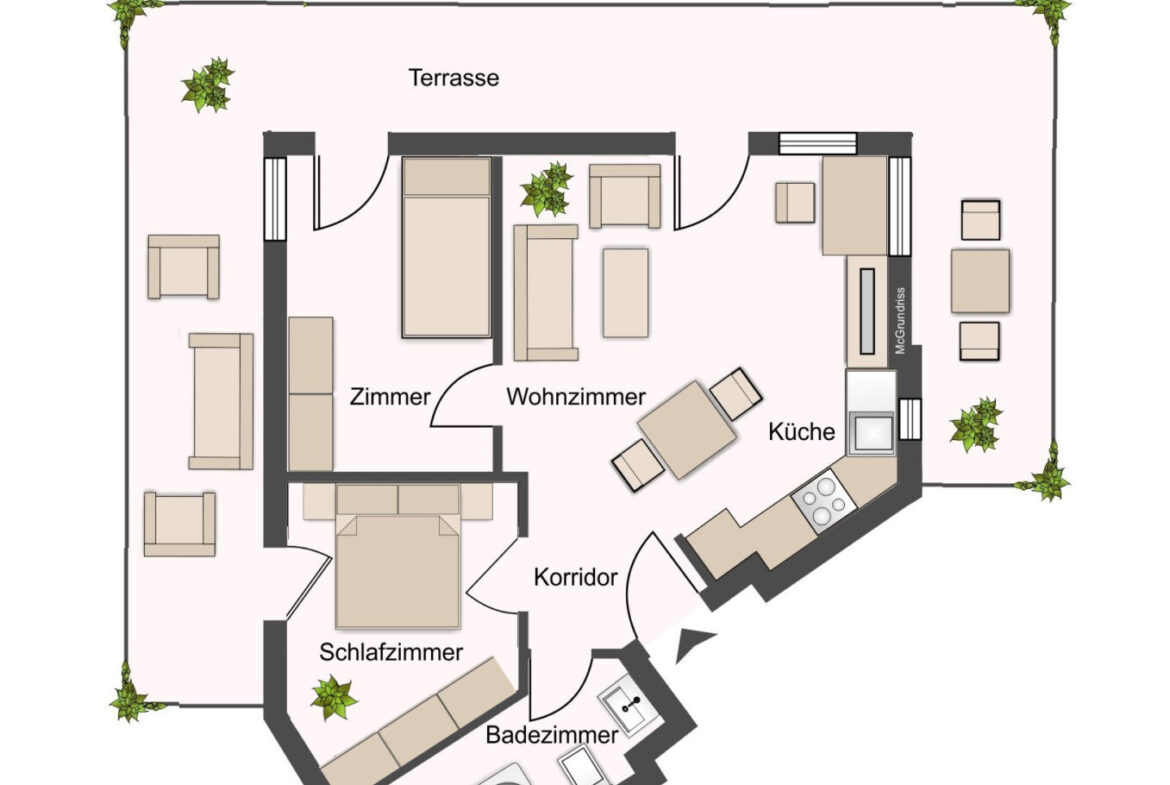Beispielgrundriss für 3-Raum-Wohnung