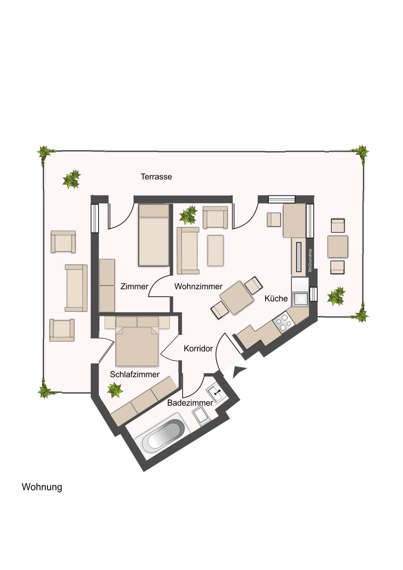 Beispielgrundriss für 3-Raum-Wohnung