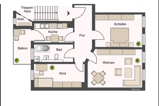Grundriss - ca. 74 m² Wohnfläche