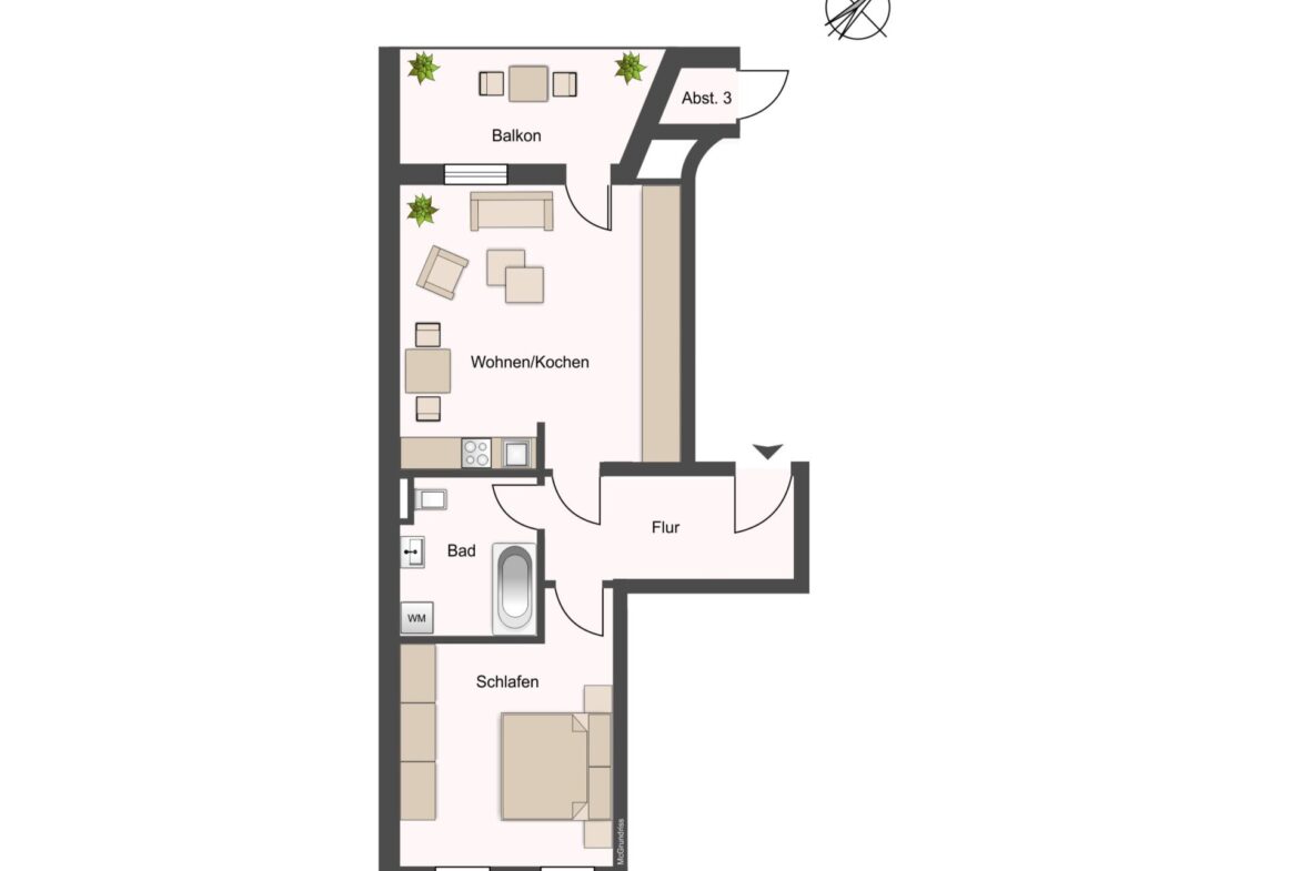 Grundriss - ca. 49 m² Wohnfläche