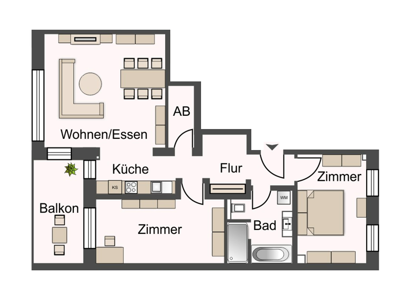 Grundriss - ca. 84 m² Wohnfläche