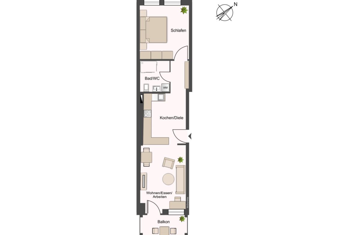 Grundriss - ca. 54 m² Wohnfläche