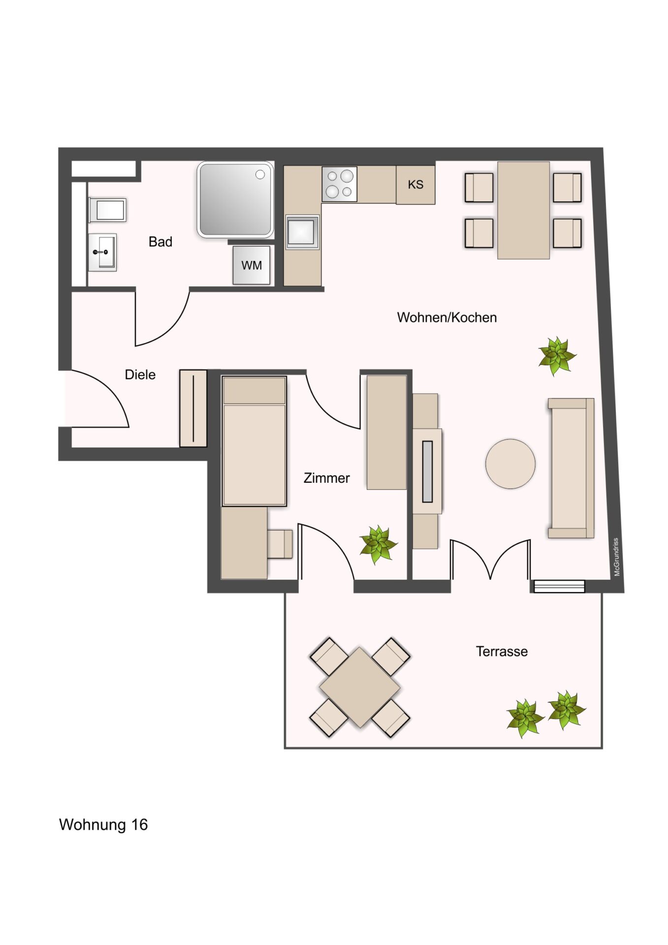 Grundriss - WE16 - 55 m²