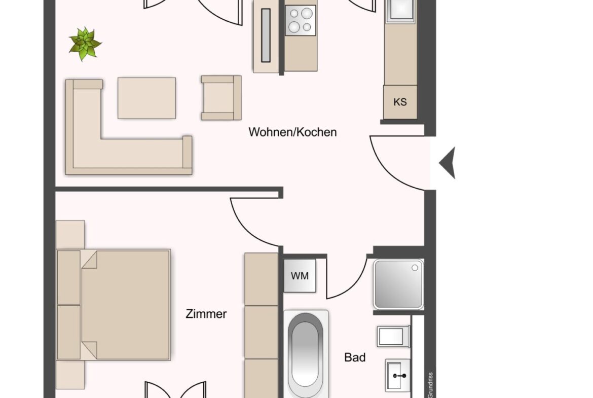 Grundriss - WE13 - 54,65 m²