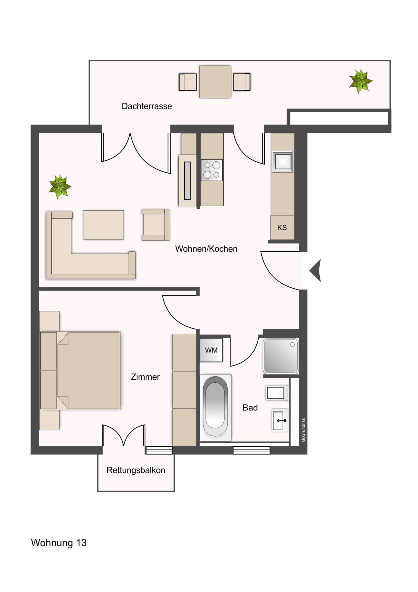 Grundriss - WE13 - 54,65 m²