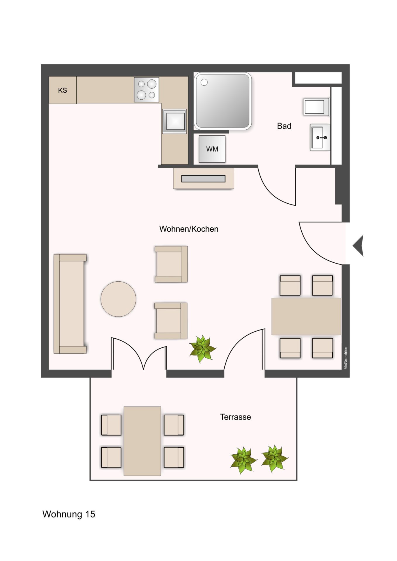 Grundriss - WE15 - 45 m²