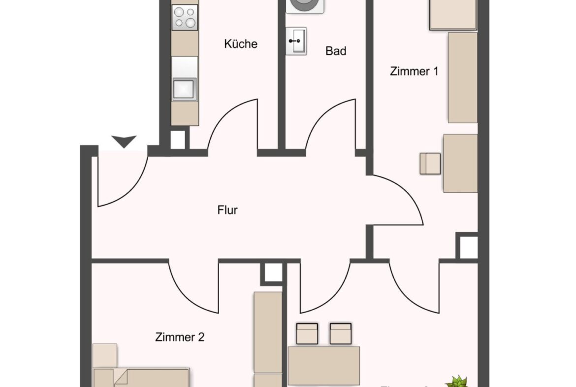 Grundriss - ca. 74,50 m² Wohnfläche