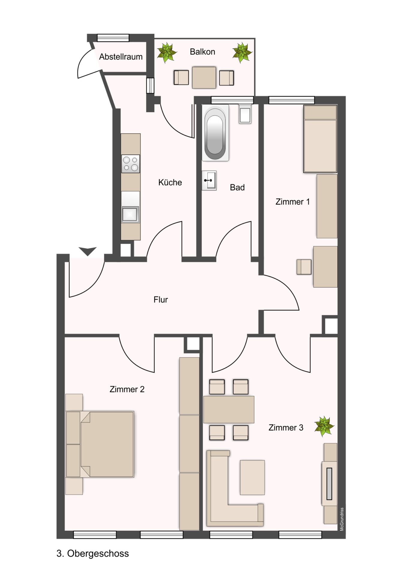 Grundriss - ca. 74,50 m² Wohnfläche