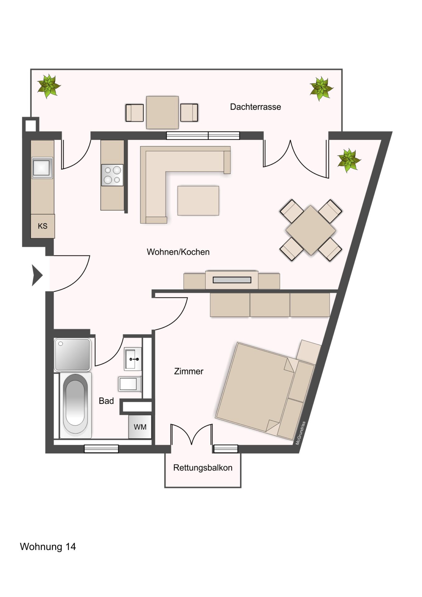 Grundriss - WE14 - 61,12 m²