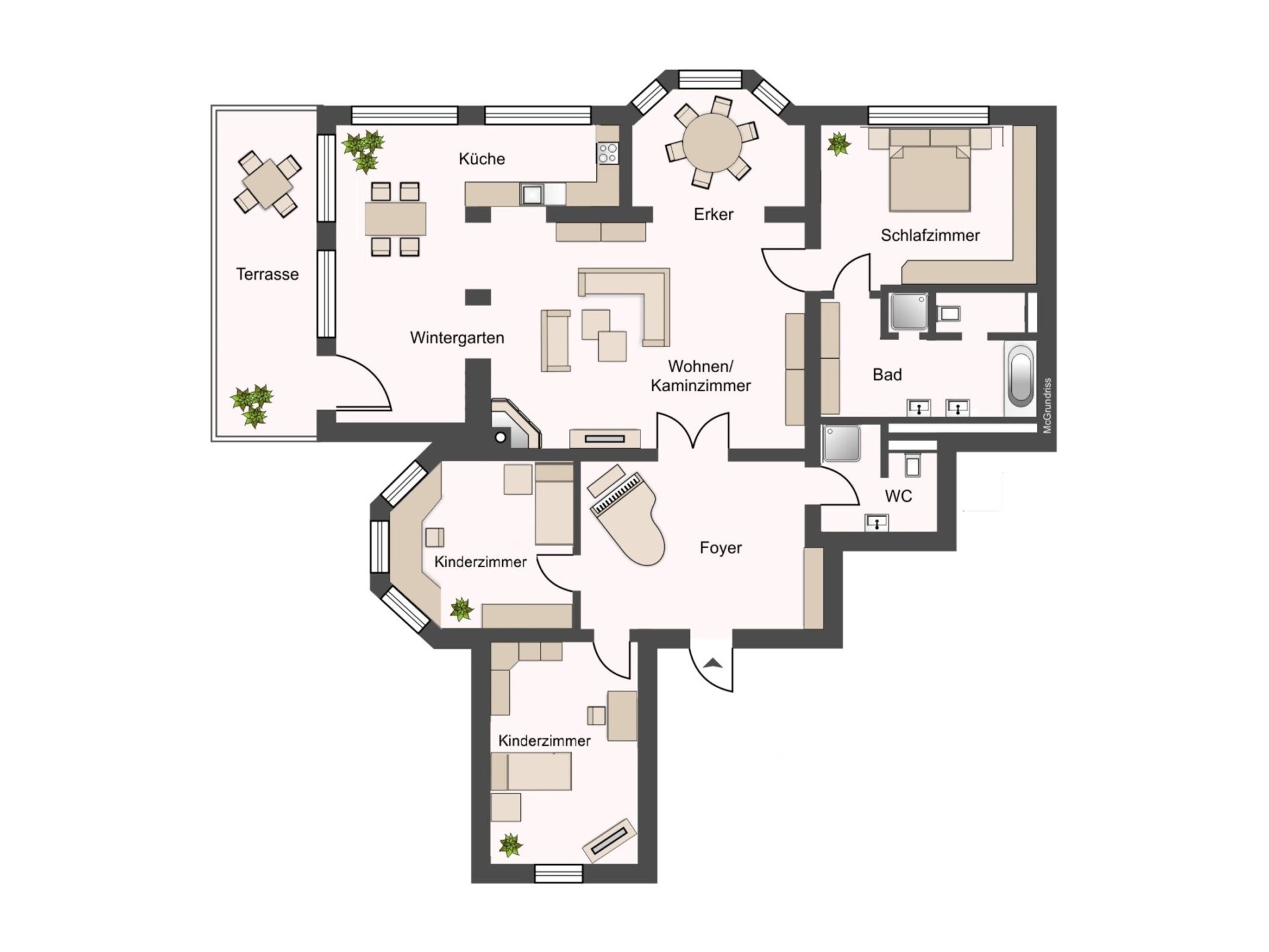 Grundriss - ca. 180 m² Wohnfläche - Variante 1