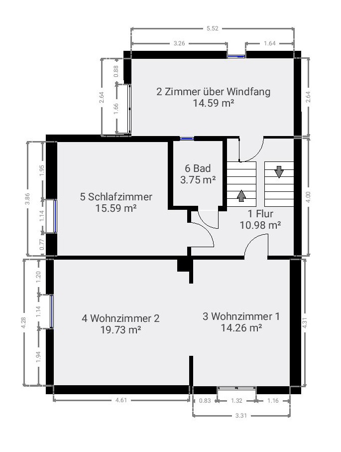 Grundriss Haupthaus Obergeschoss