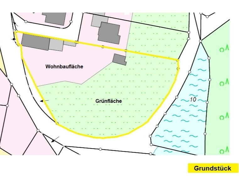 Aufteilung der Wohnbau- und Grünfläche