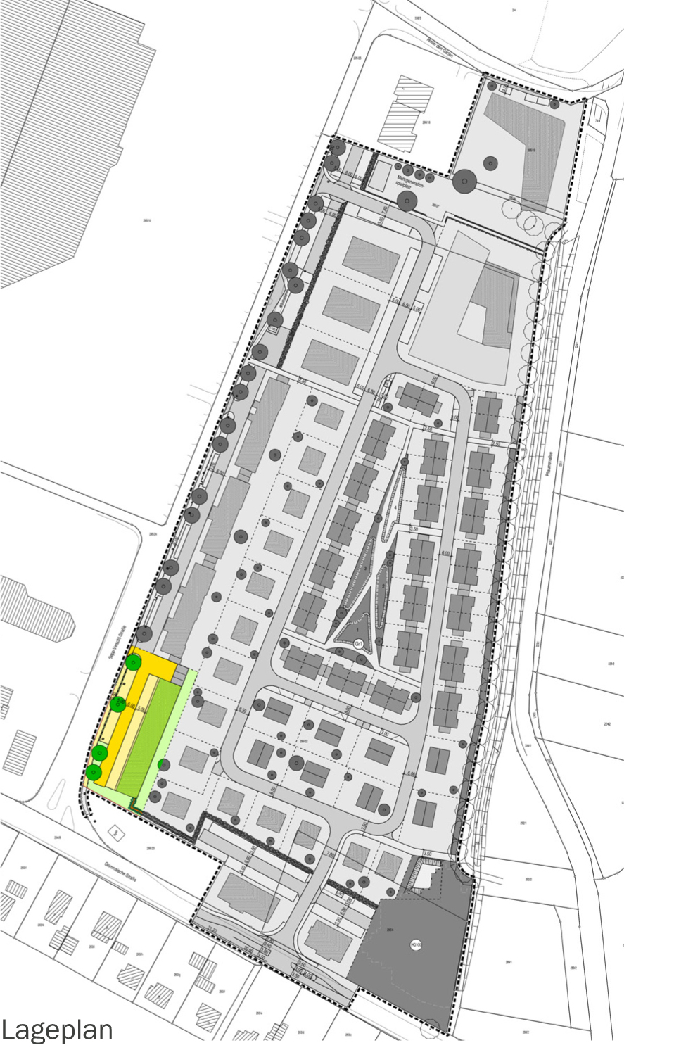 Lageplan mit kennzeichnung Grundstück