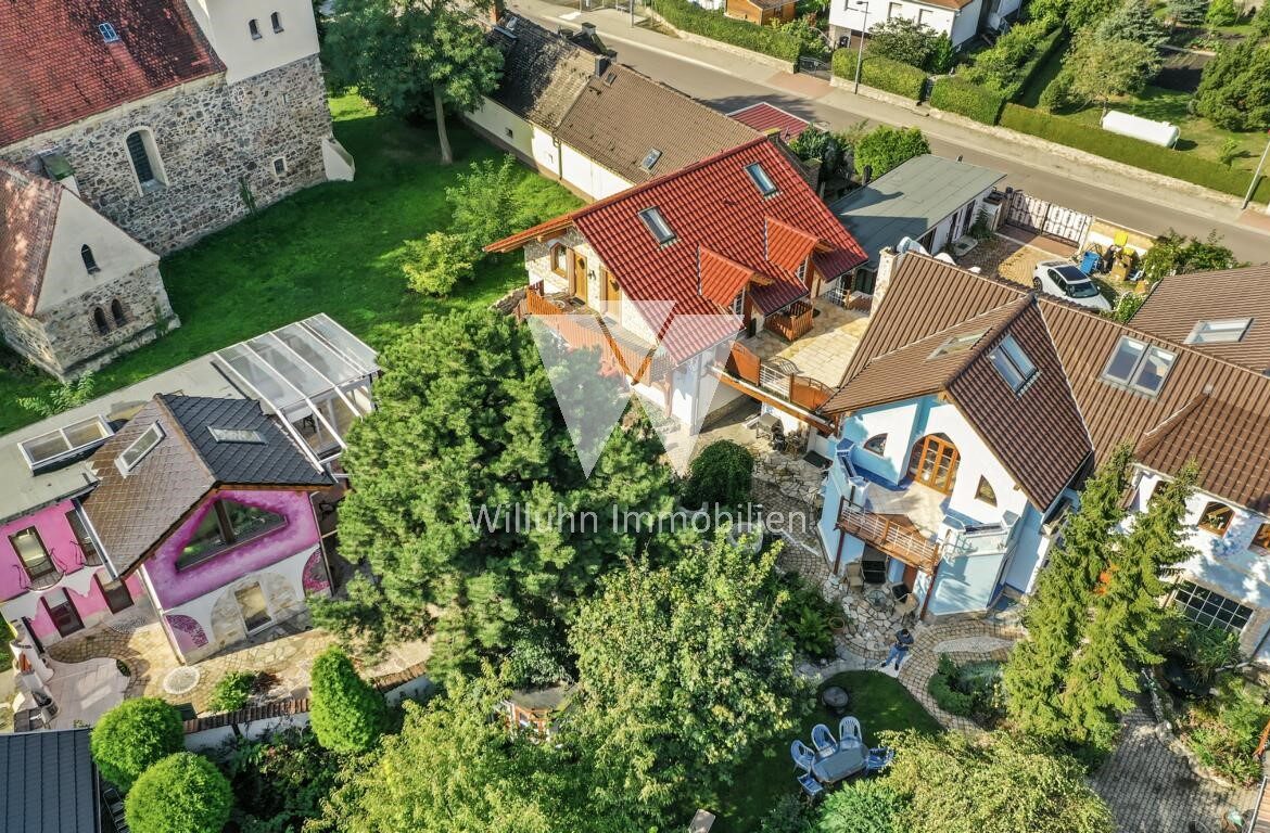 Blick von oben Schulungszentrum, Pension und Täubchenhaus