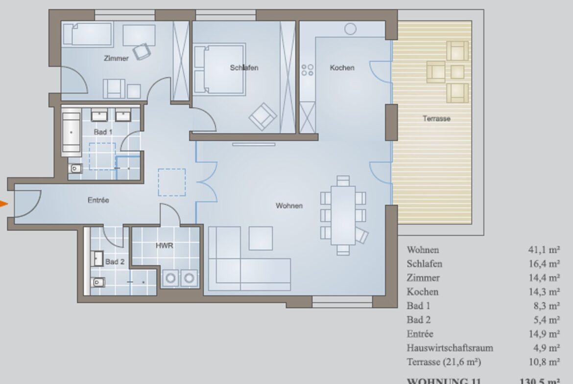 Grundriss - 130,5 m² Wohnfläche