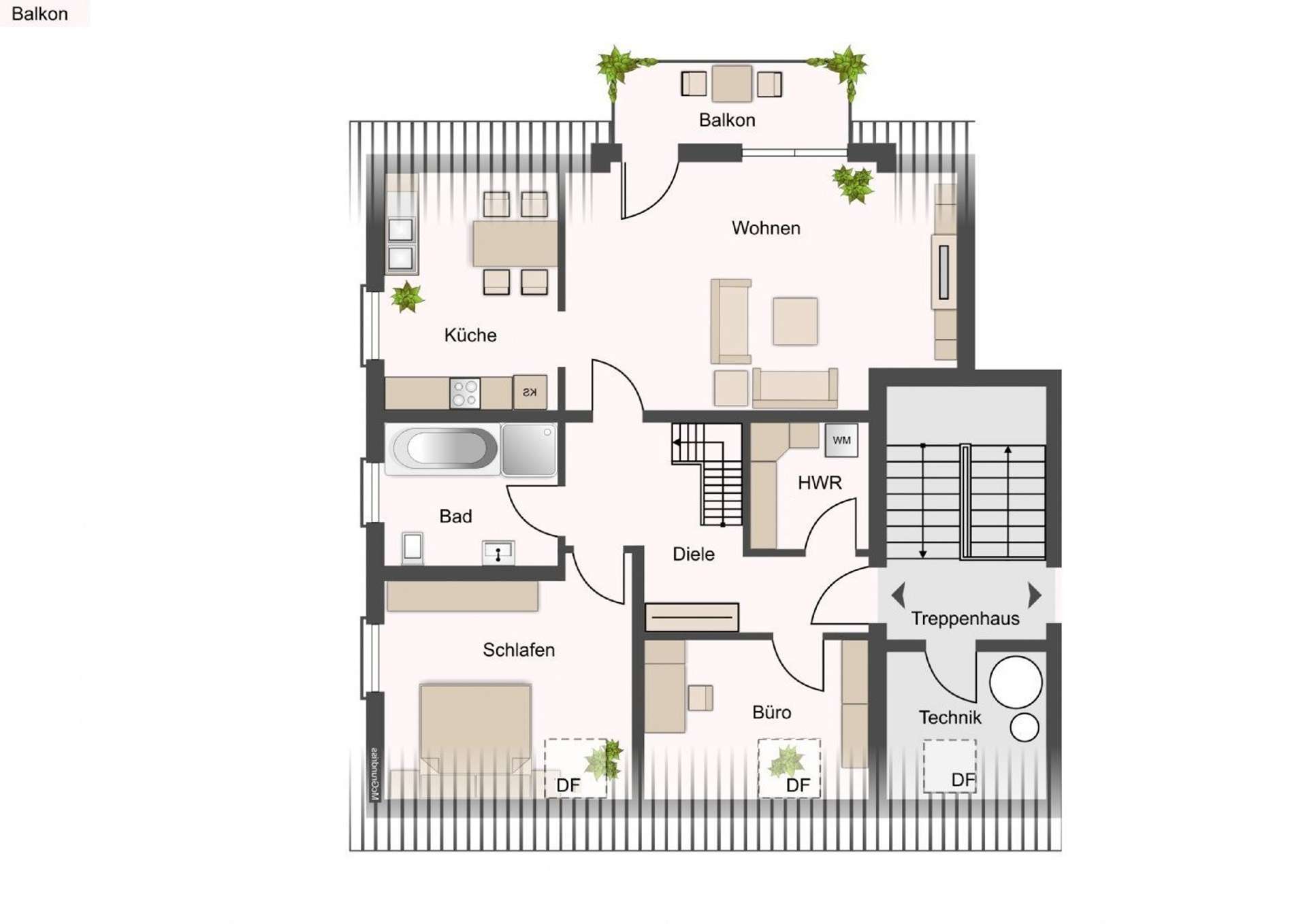 Grundriss Maisonette-Wohnung 