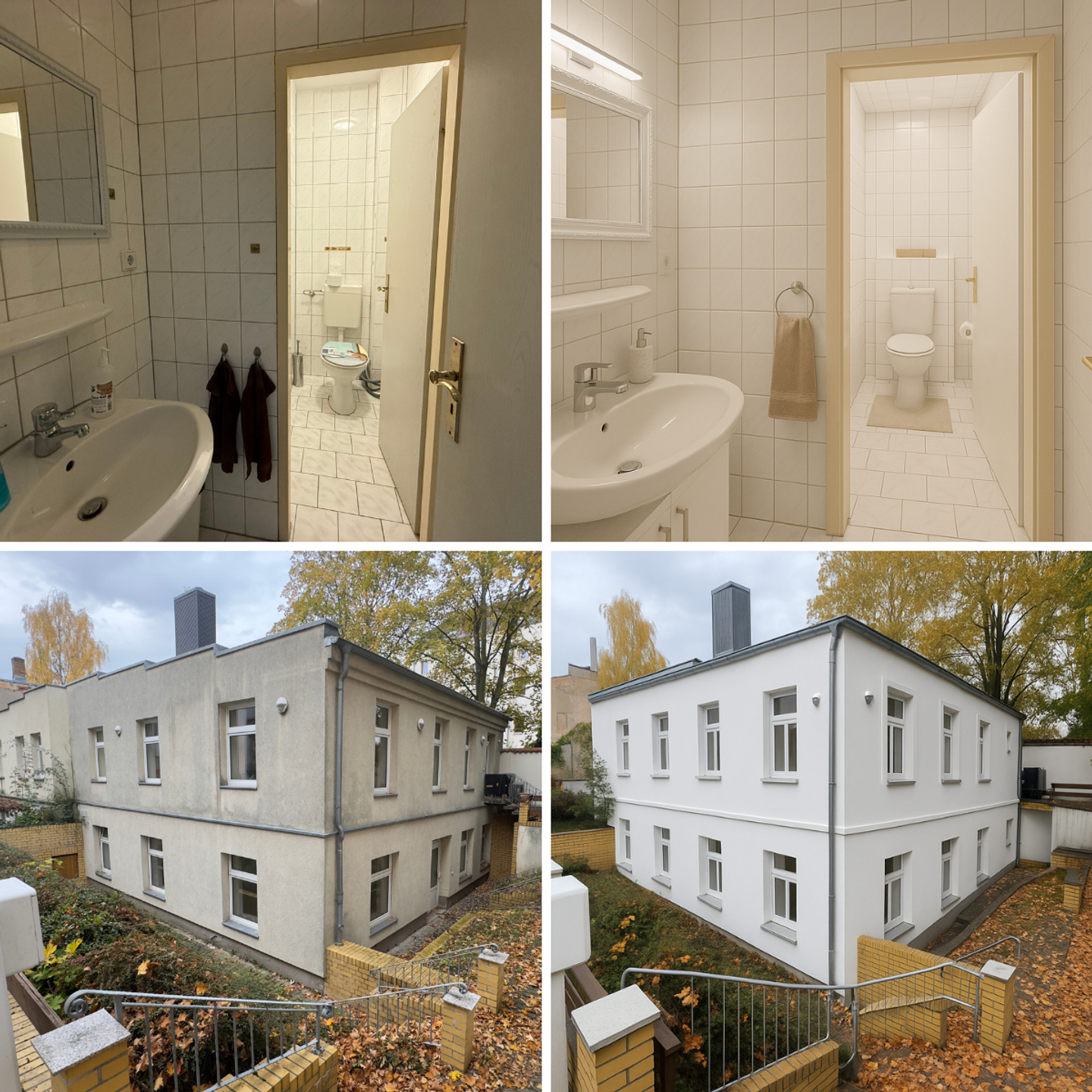 Einrichtungsbeispiele Bad 2 und Außenfassade