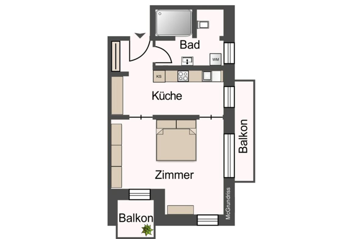 Wohnung 15,20 - ca. 47 m²