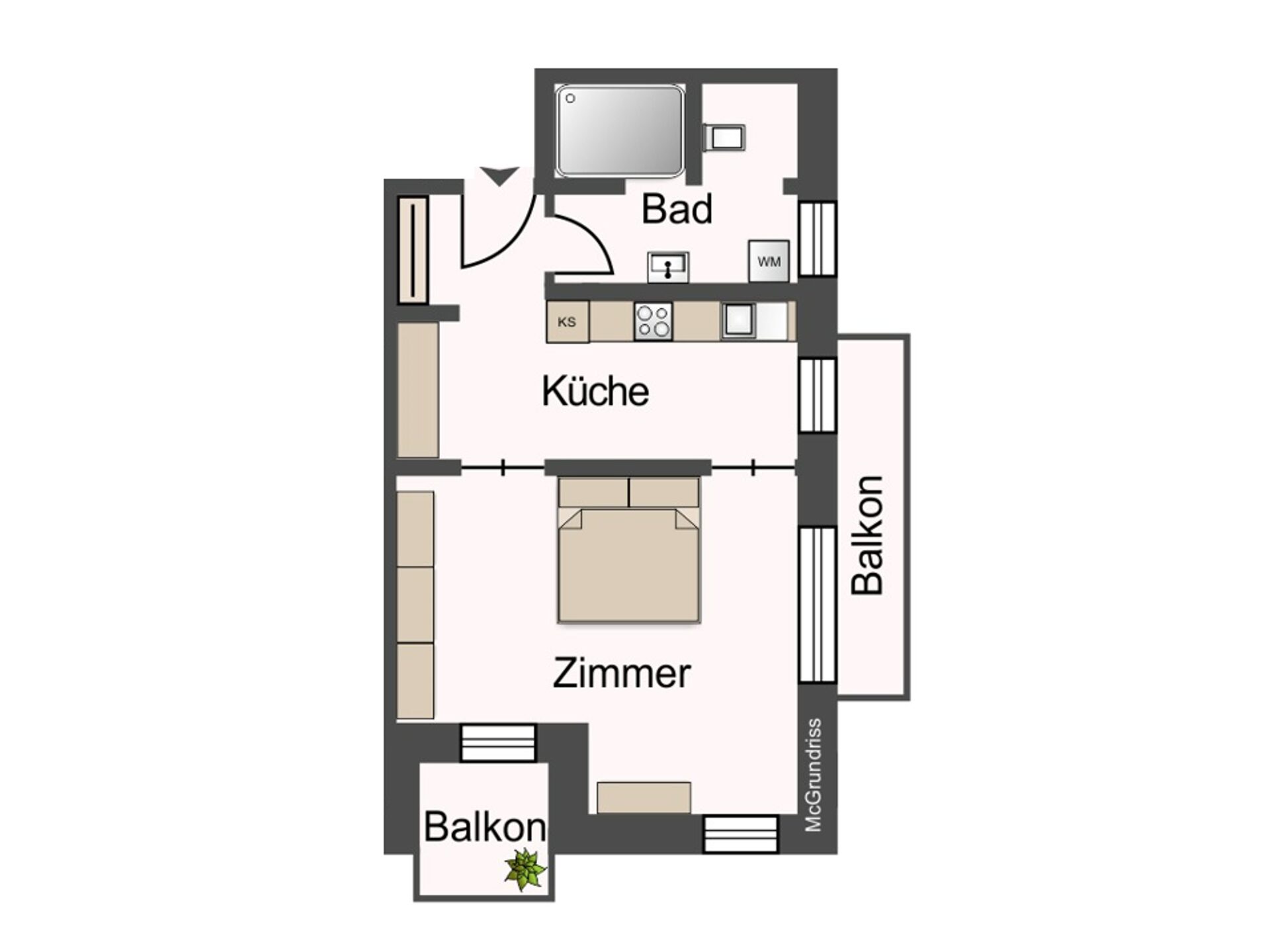 Wohnung 15,20 - ca. 47 m²