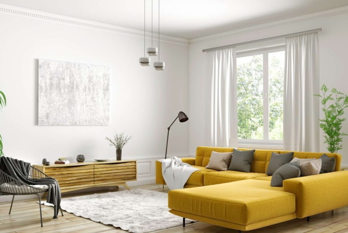 Lichtdurchflutetes Wohnzimmer - unverbindliche Visualisierung