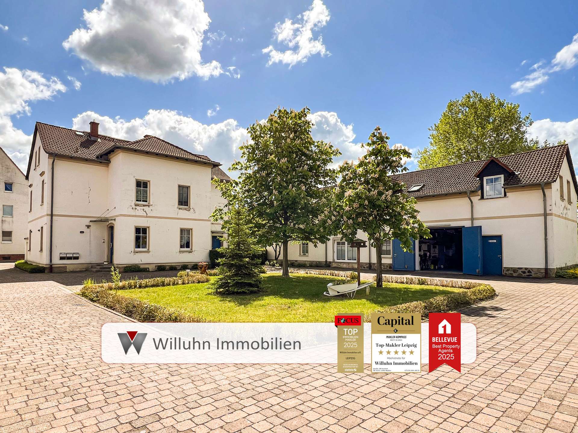 Blick auf Haus 1 und Haus 3