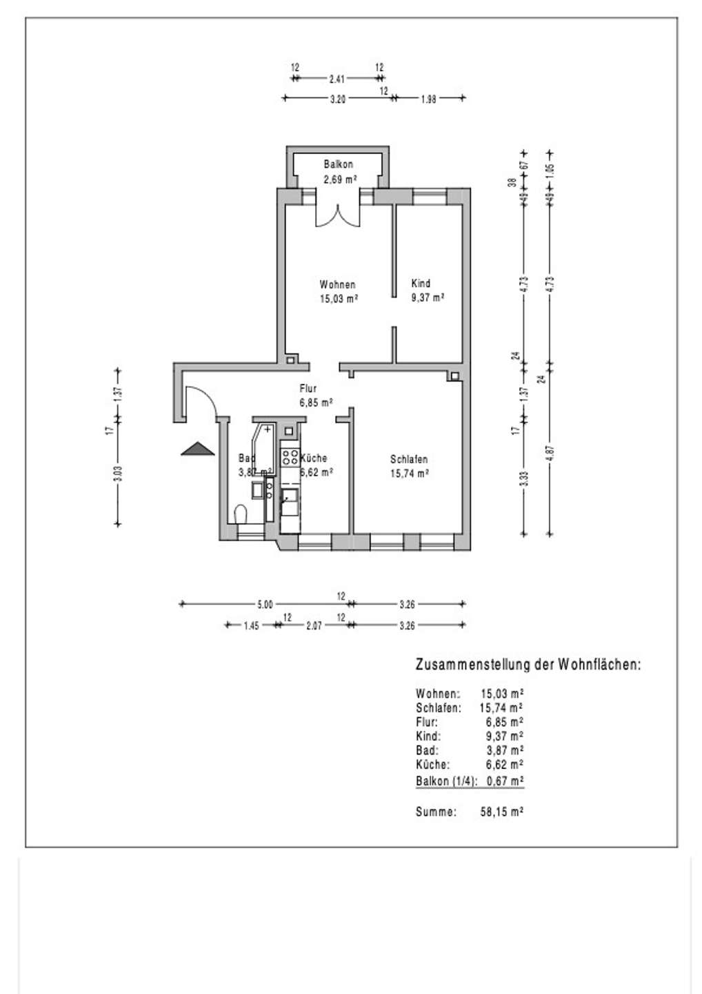 Grundriss Whg 4, 8, 12, 16