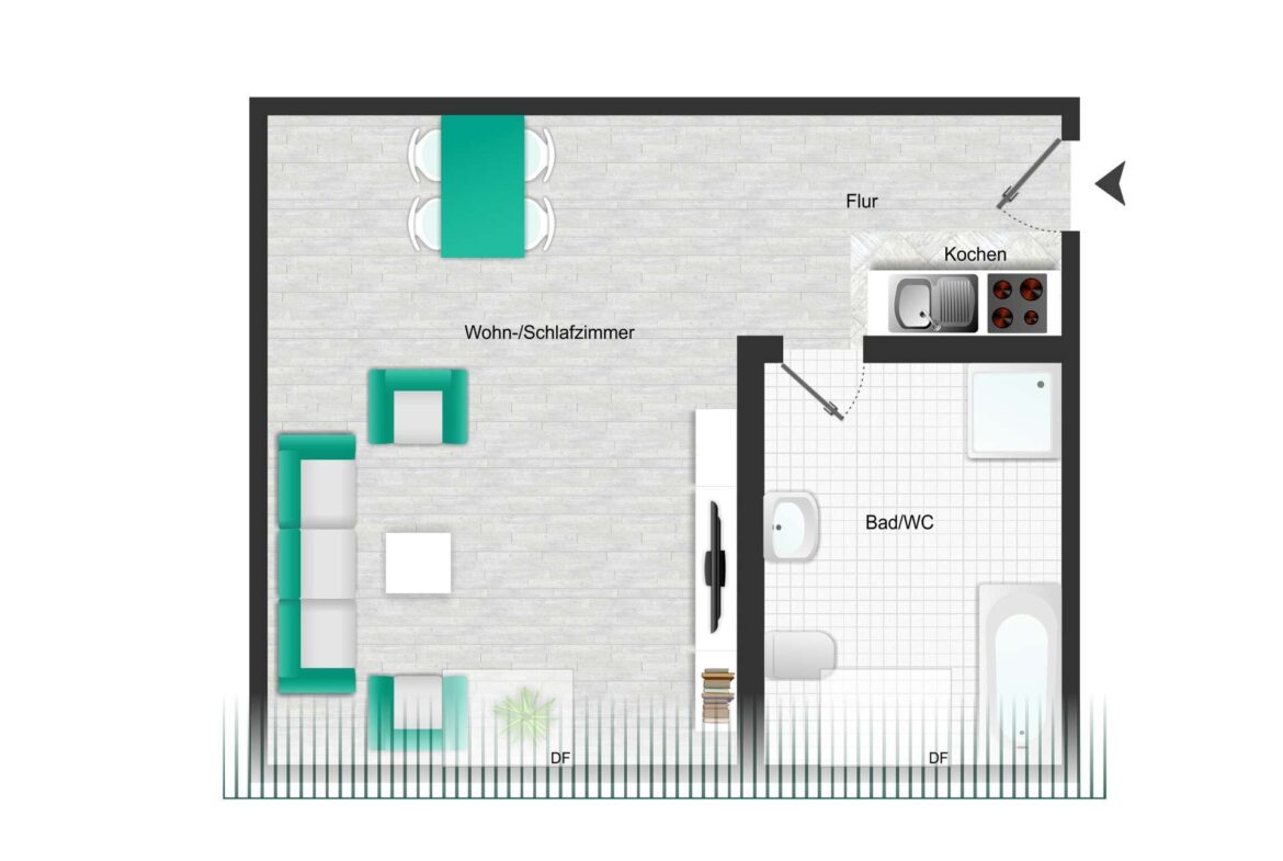 1-Raum-Wohnung- DG
