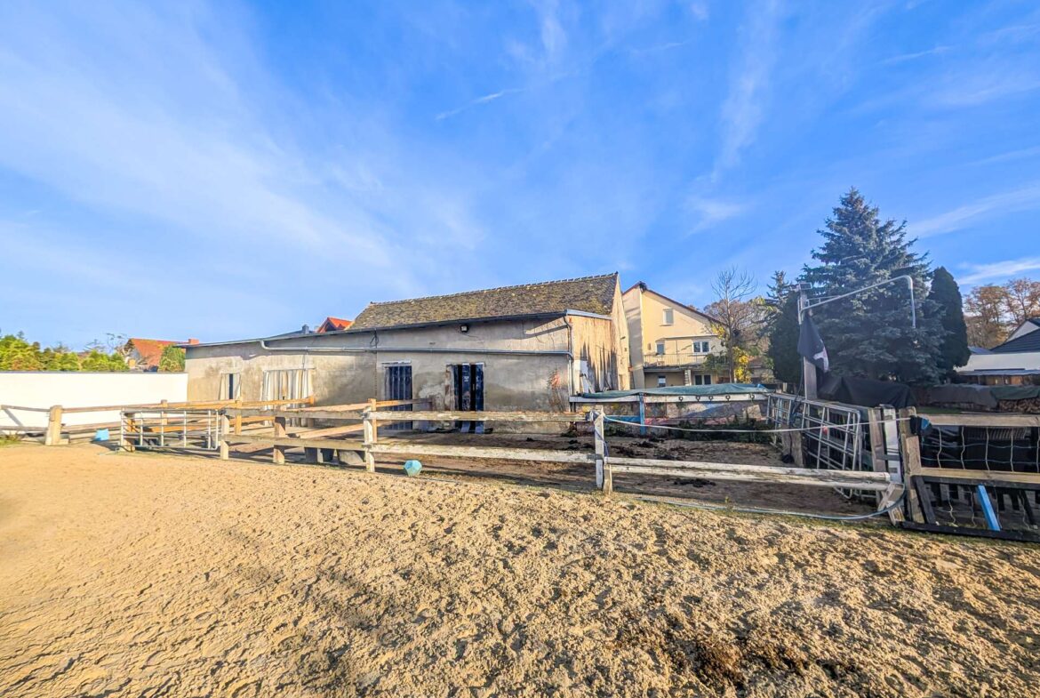 Stallungen und Reitplatz