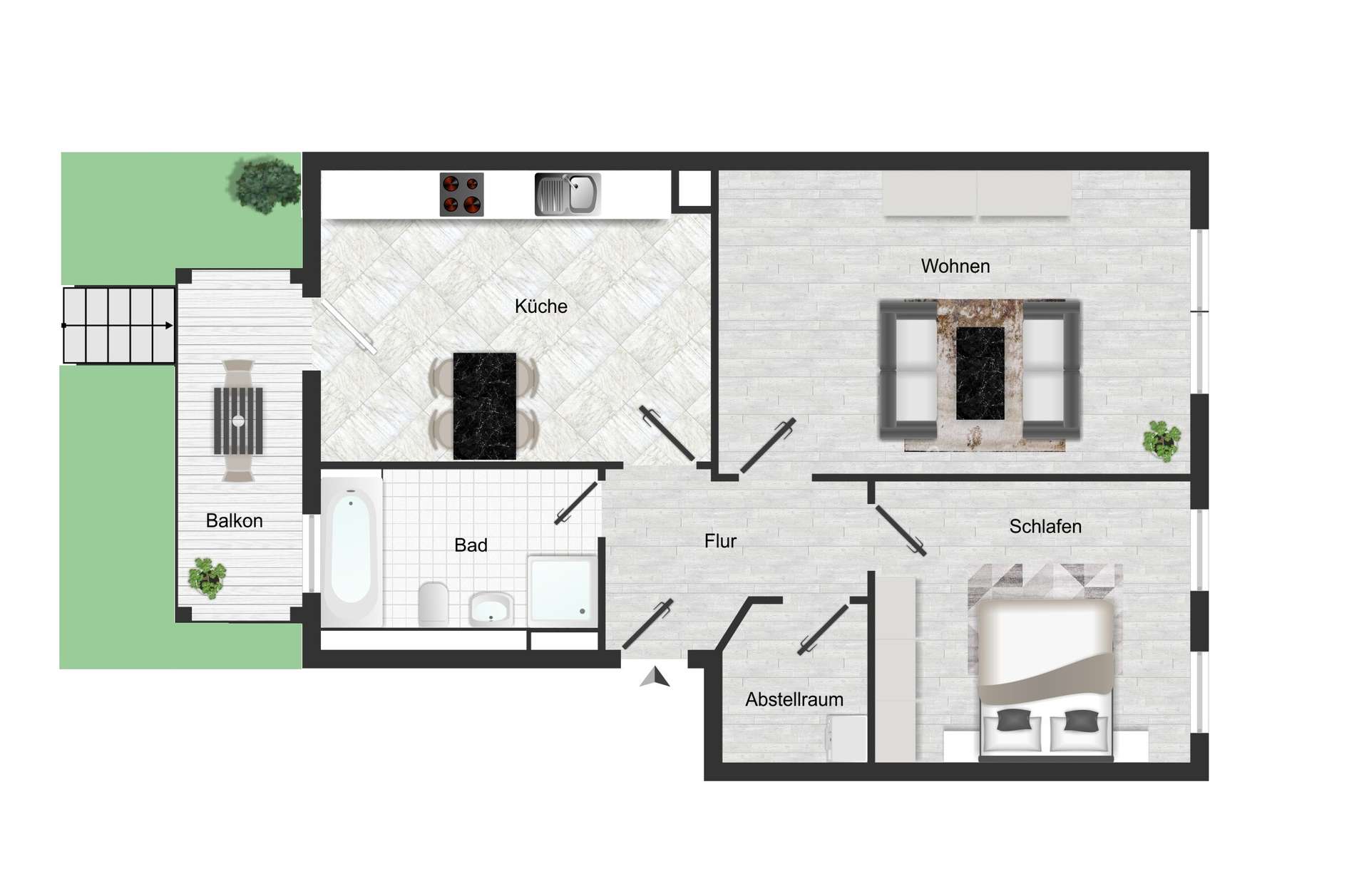 Grundriss - ca. 66 qm Wfl.