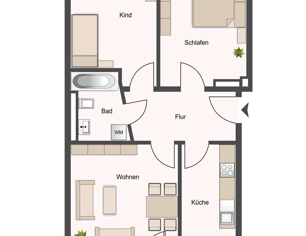 Grundriss - ca. 66 qm Wfl.
