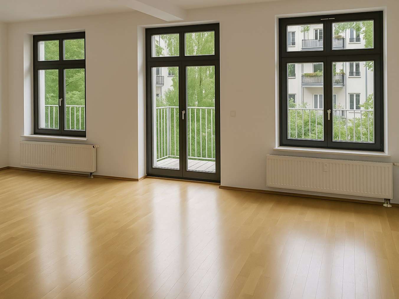 Offener Wohnbereich mit Balkonzugang