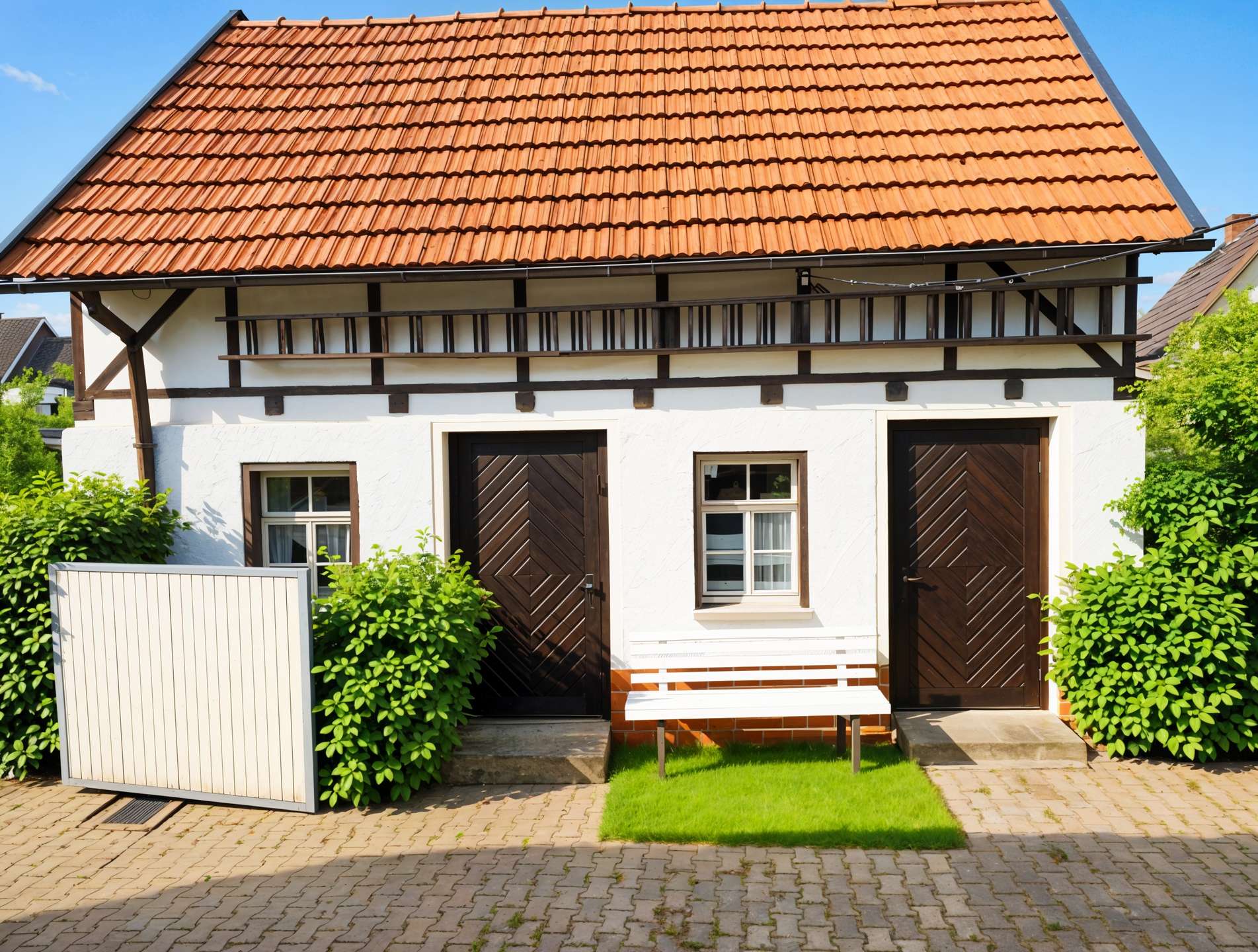 Blick auf das südliche Nebengebäude