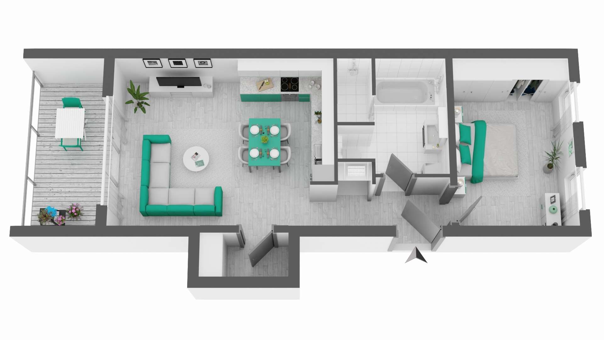 Grundriss - ca. 57 qm Wohnfläche