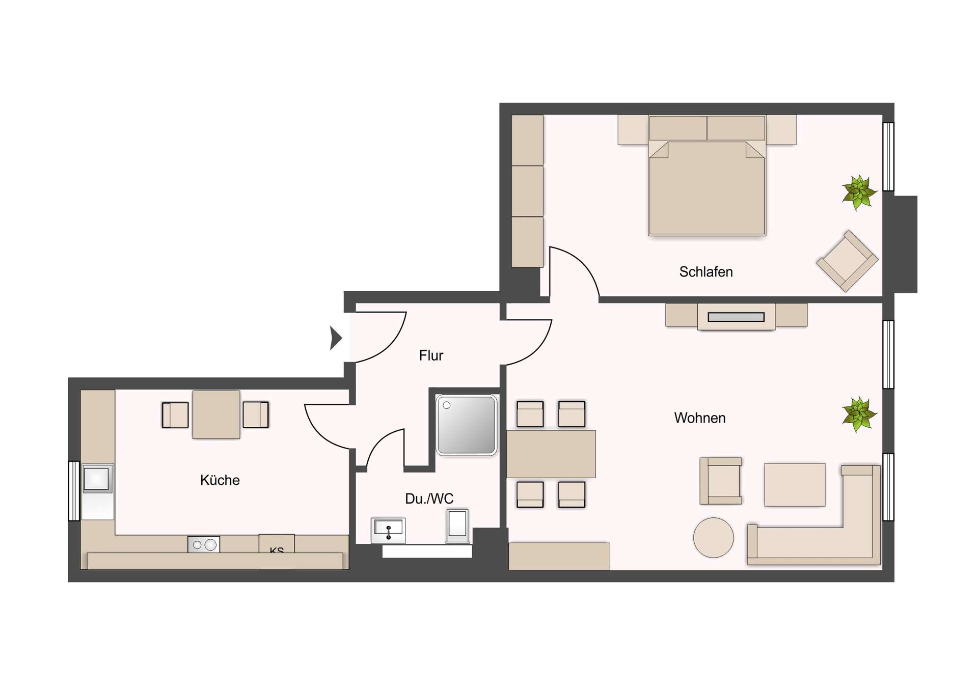 Grundriss - ca. 54 qm Wfl.