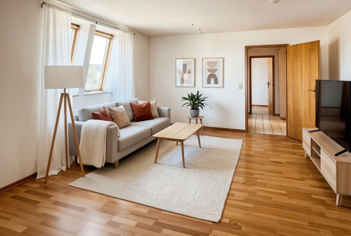 Wohnzimmer digital möbliert