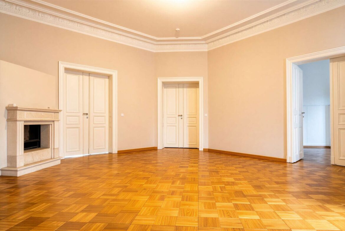 Salon mit Kamin & Wintergarten