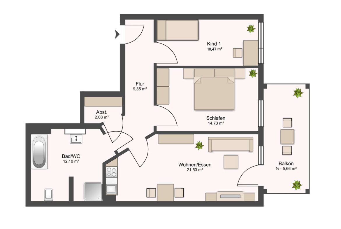 Grundriss WE 6