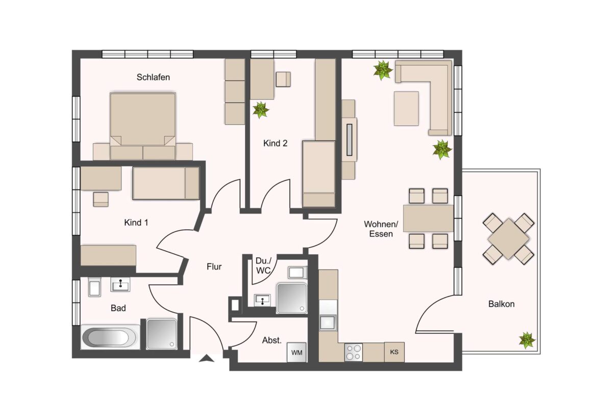 Grundriss - ca. 94 qm Wfl.