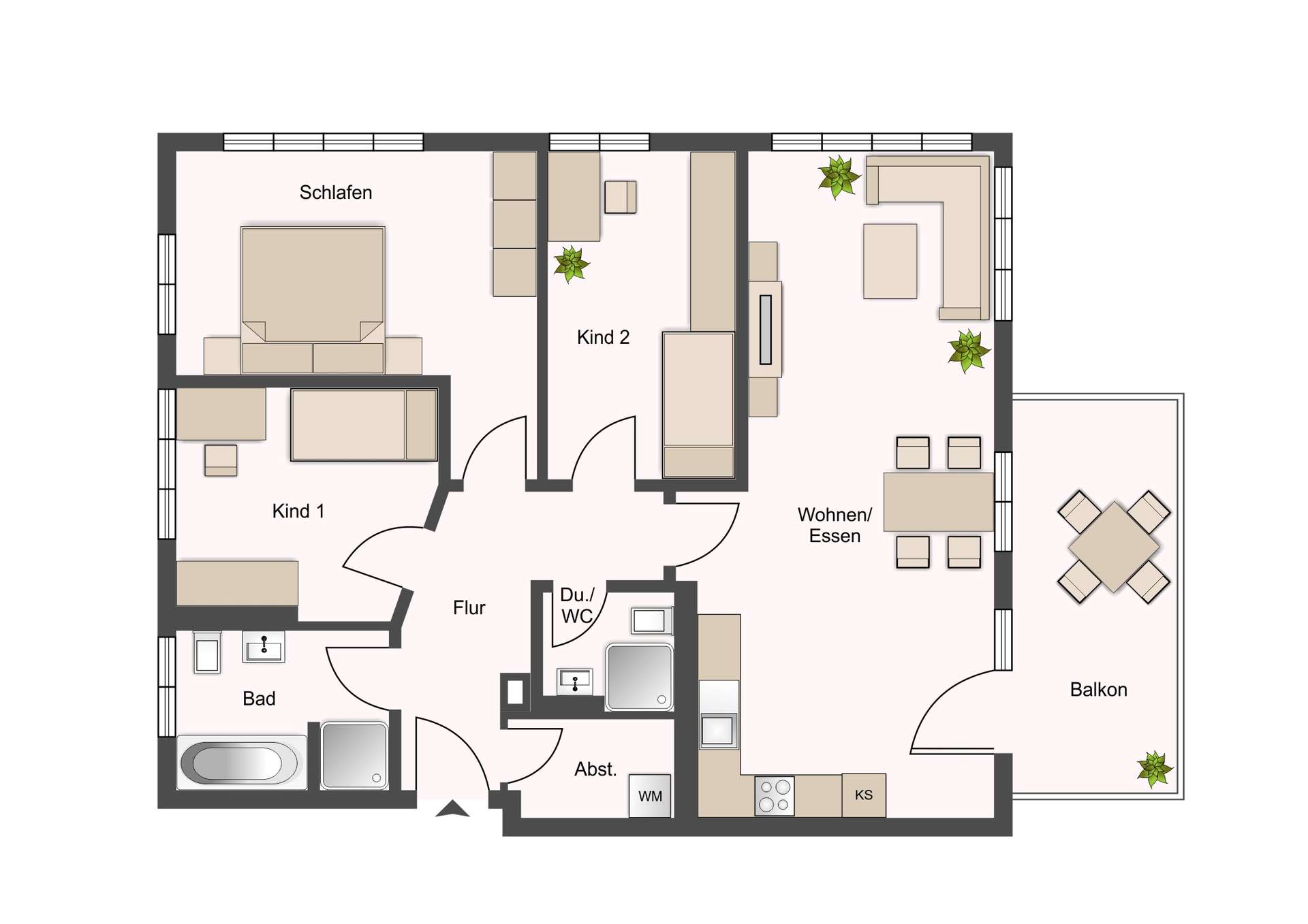 Grundriss - ca. 94 qm Wfl.