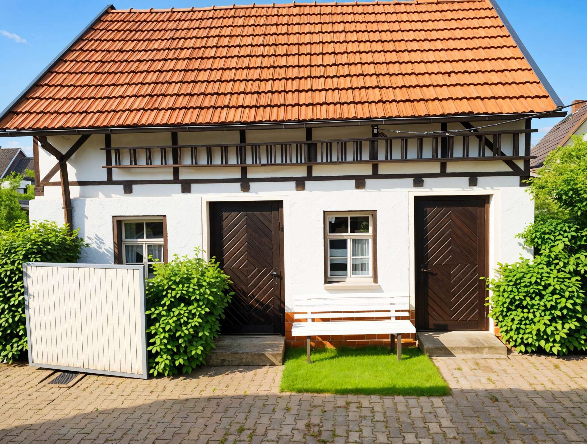 Blick auf das südliche Nebengebäude