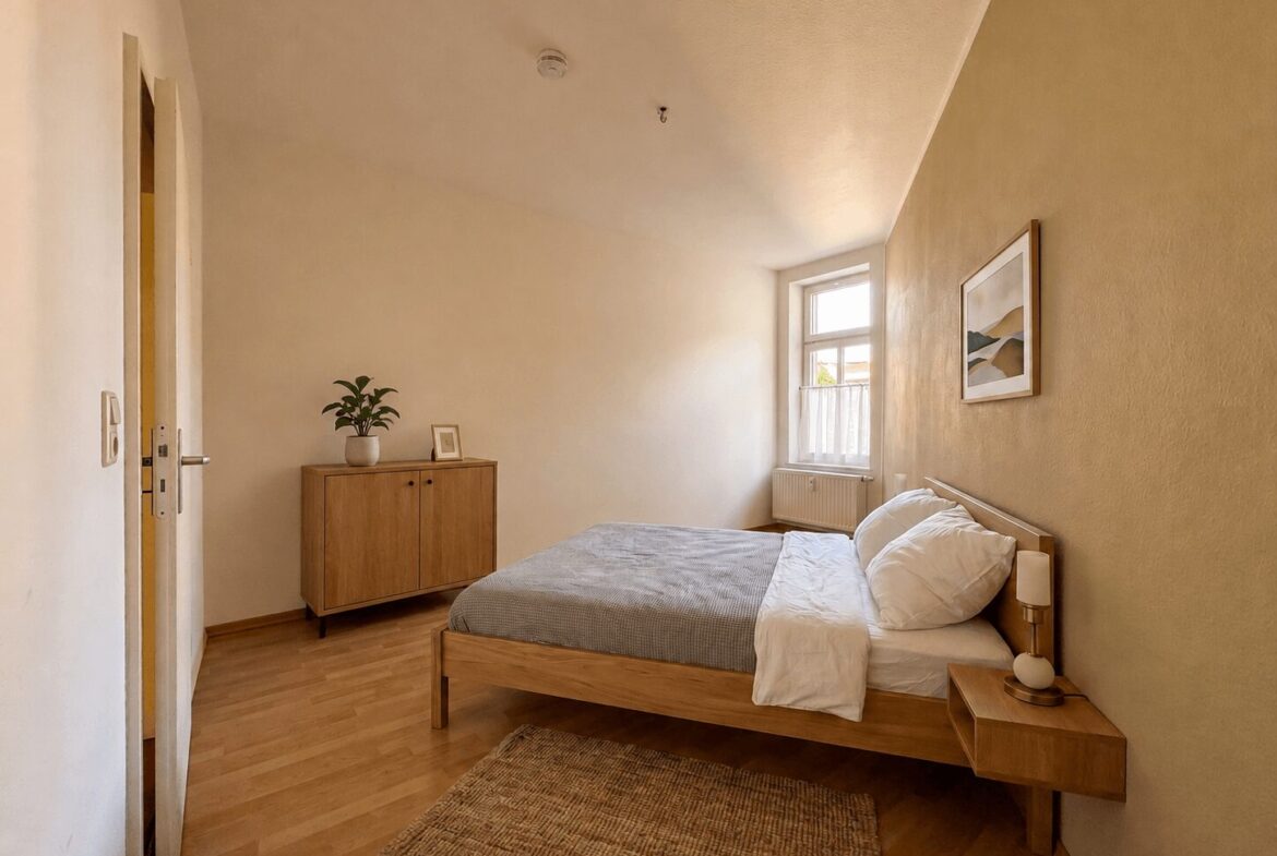 Schlafzimmer KI möbliert