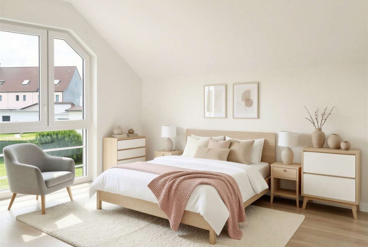 Schlafzimmer - digital möbliert-ki