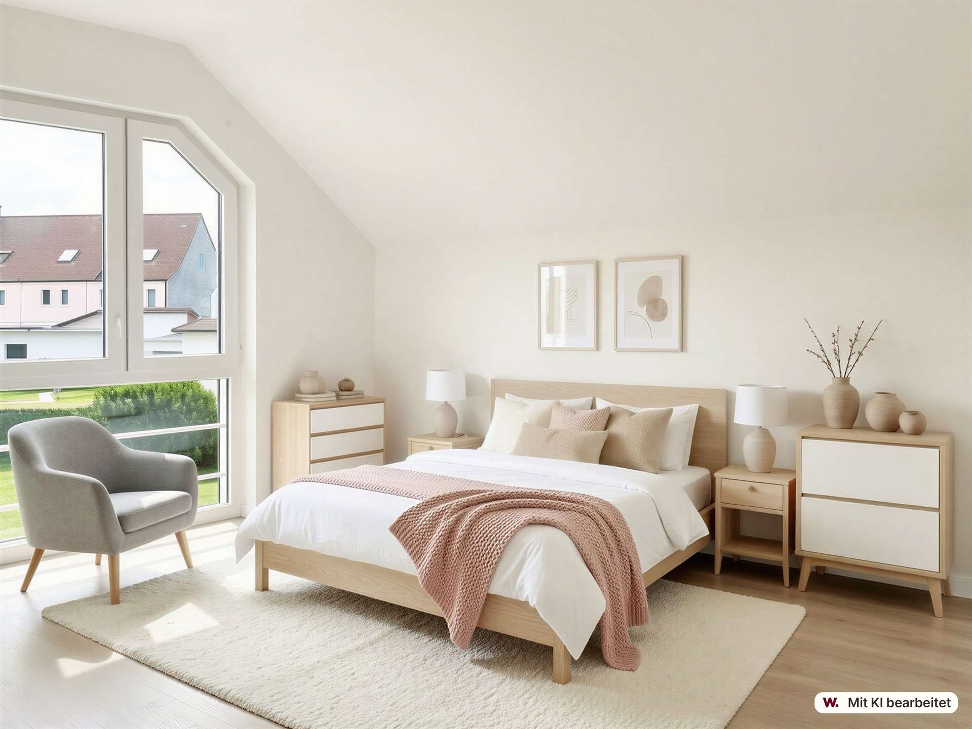 Schlafzimmer - digital möbliert-ki