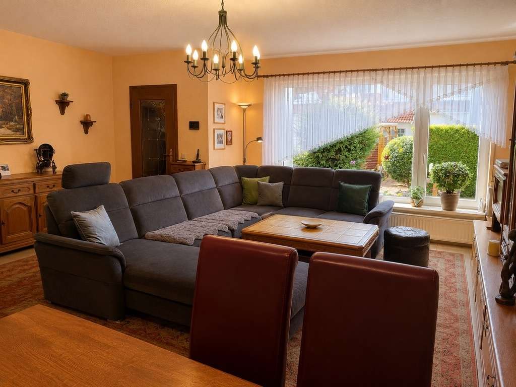 Wohnzimmer mit Blick aus Küche