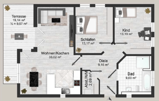 Grundriss WE 1