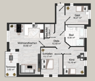 Grundriss WE 6